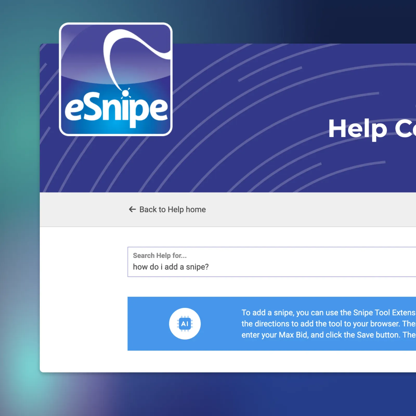 How eSnipe automated 70% of their help center tickets with an AI-powered search agent