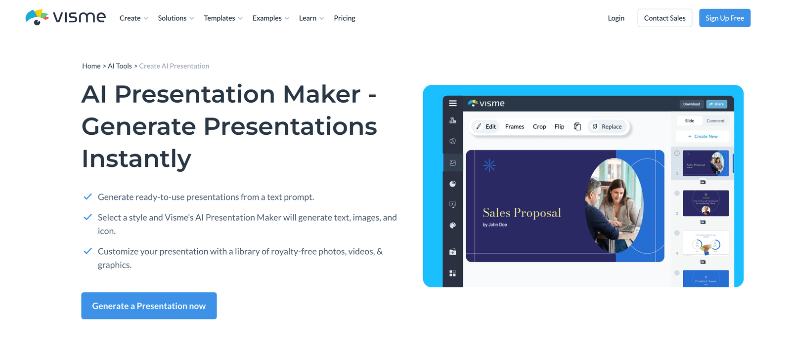 Visme AI Presentation Maker