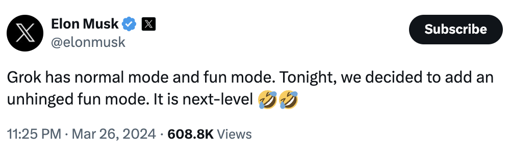 Grok's Fun Mode response style